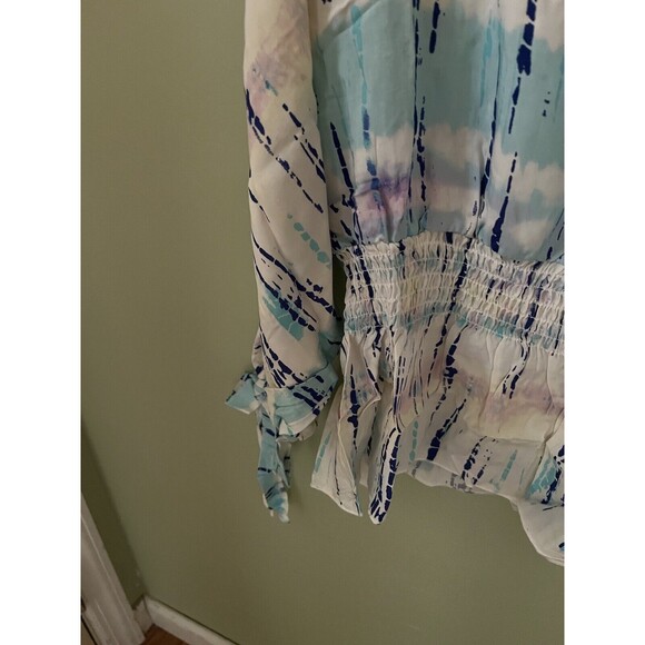 Venus Women's 3/4 Sleeve Top Blouse Multicolor Pattern Elastic Waist US 2 - Picture 4 of 7